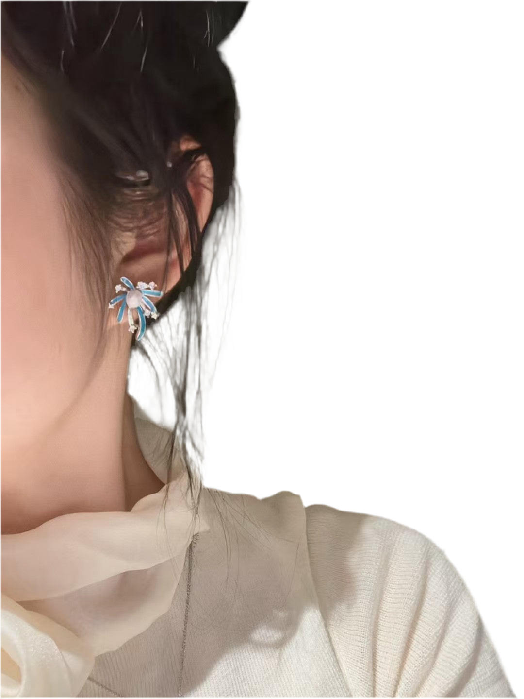Firework-Inspired Enamel Pearl Stud Earrings