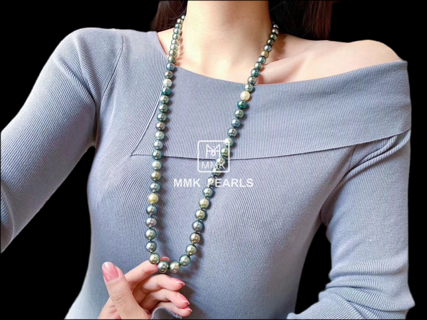 AAAAA 10–12mm Multicolor Tahitian Pearl Necklace – 18K Gold Clasp, Luxury Strand