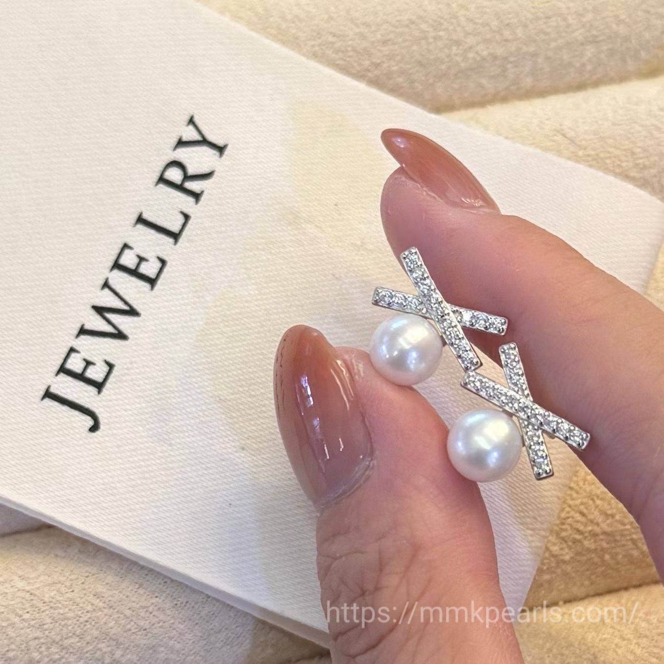 X-Shaped Studs | S925 Sterling Silver | 7-8mm Pearls