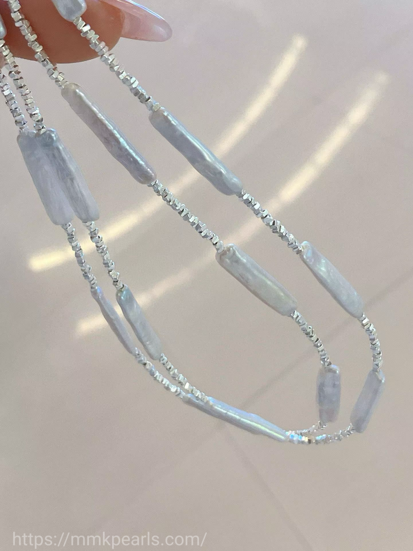 Long-Form Baroque Pearl Necklace – Artisan Silver Design | Sterling Silver