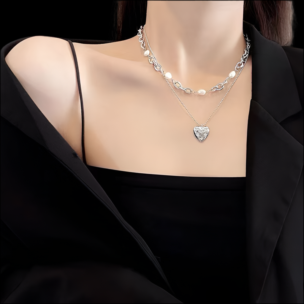 Set of 2 Vintage Style Pearl Necklaces | 7–8mm Natural Pearls | Stainless Steel