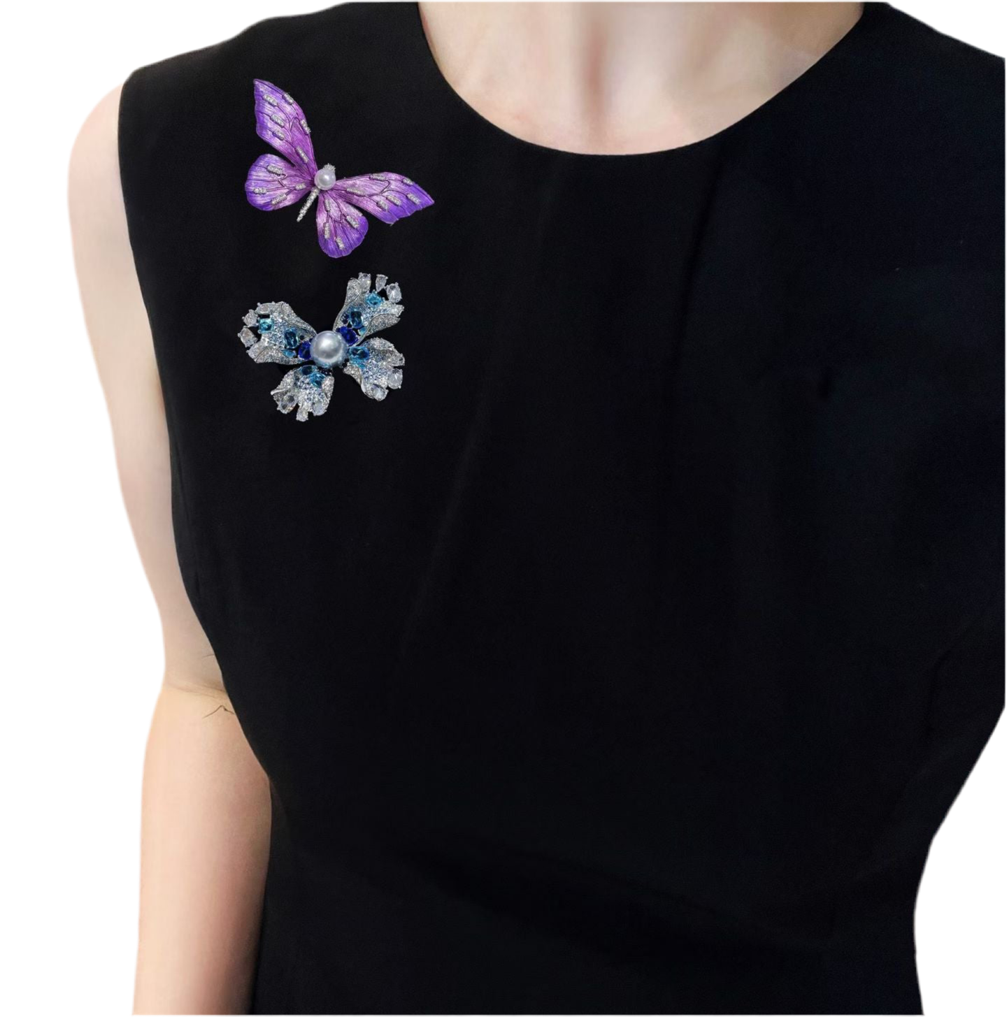 Purple Aura Butterfly Pearl Brooch