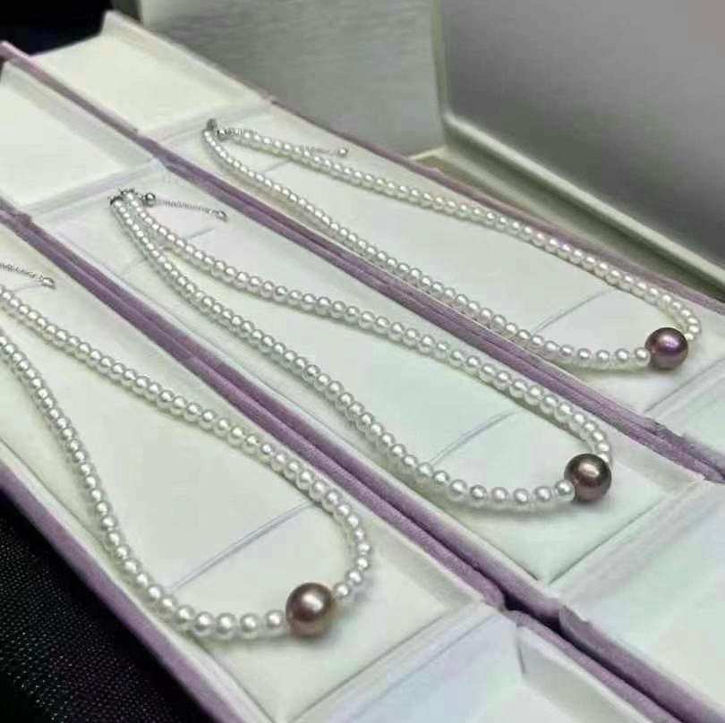 Baby Pearl Necklace featuring a Purple Pearl | 3-4mm & 8-9mm
