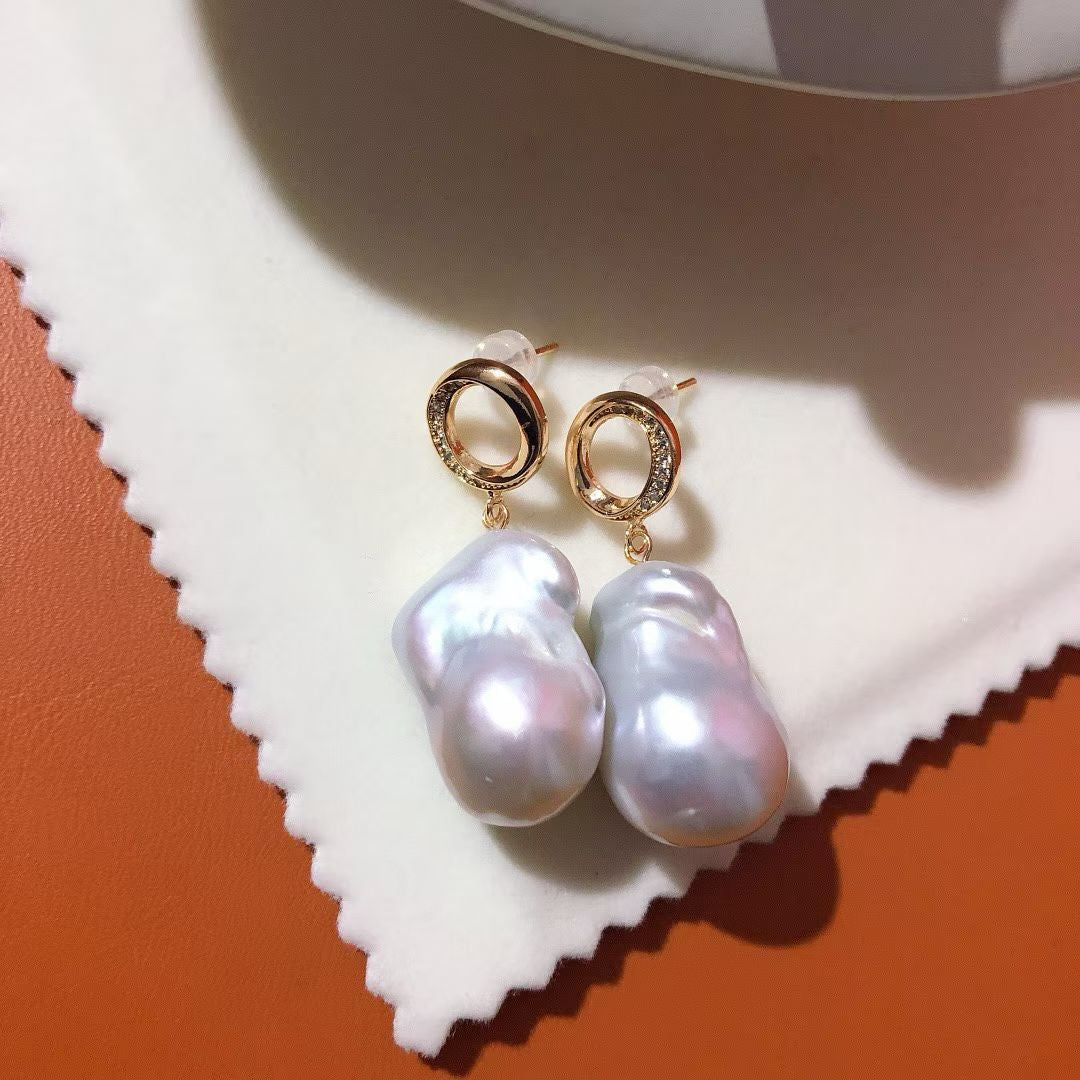 Giant Baroque Pearl Necklace & Earrings Set