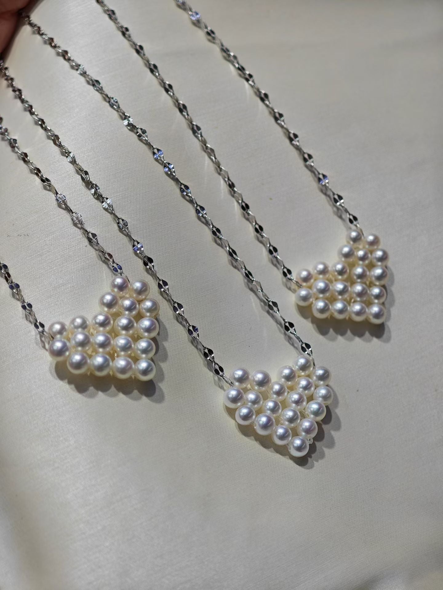 Akoya Pearl Heart Pendant Necklace | Handwoven with Love | Sterling Silver