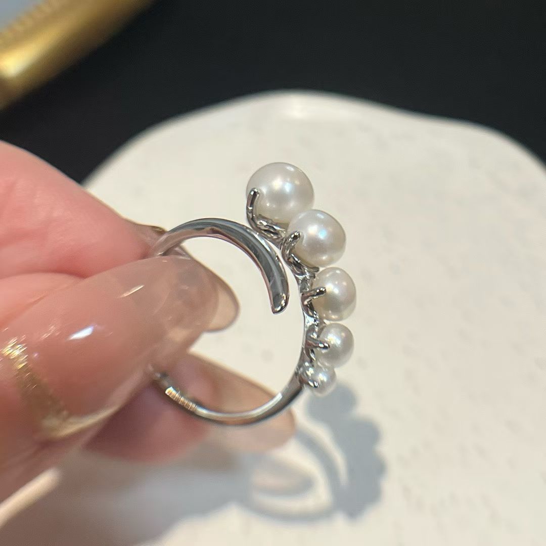 Adjustable Gradient Pearl Ring | Sterling Silver | 3–7mm Pearls