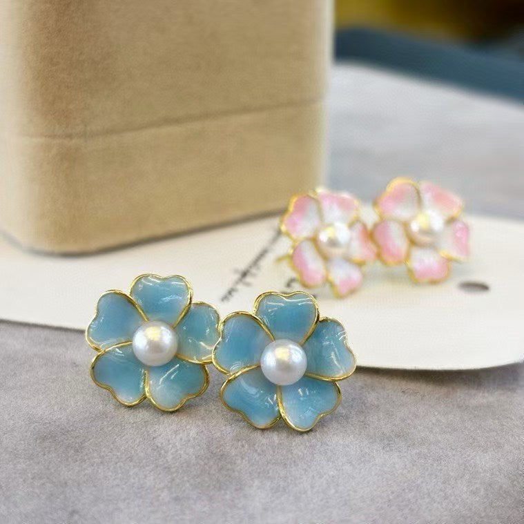 Enamel Flower Stud Earrings