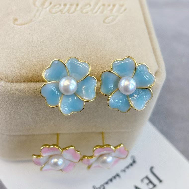 Enamel Flower Stud Earrings