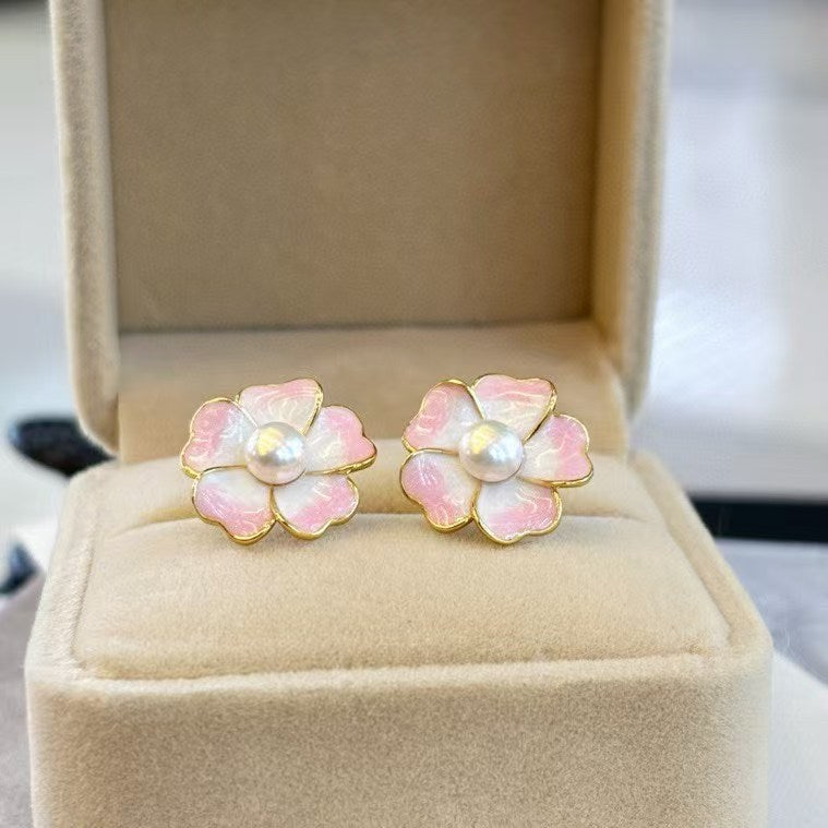 Enamel Flower Stud Earrings