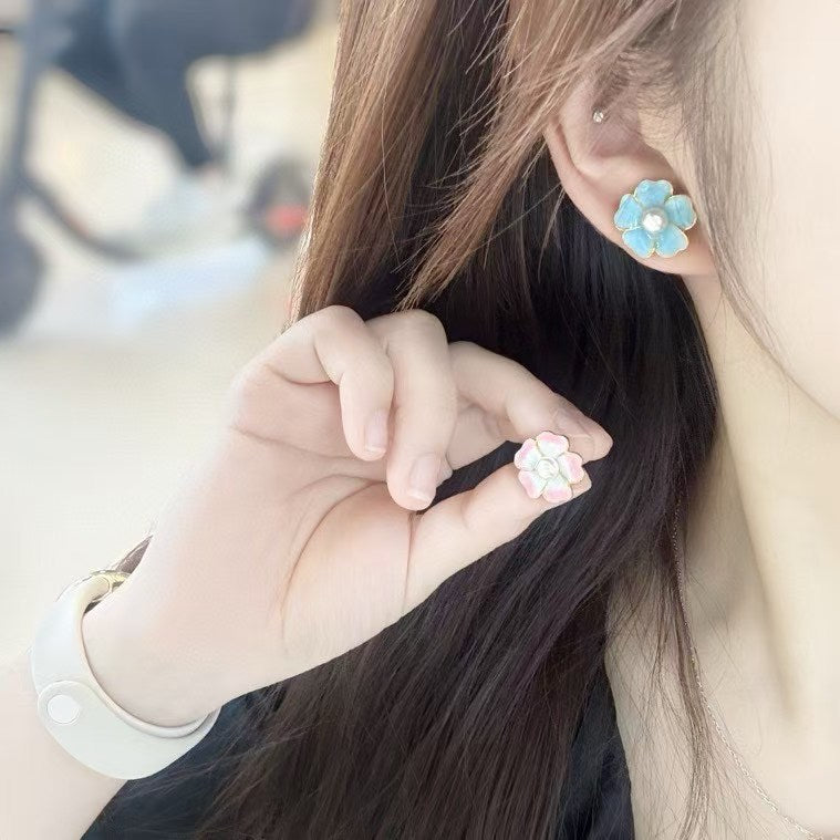 Enamel Flower Stud Earrings