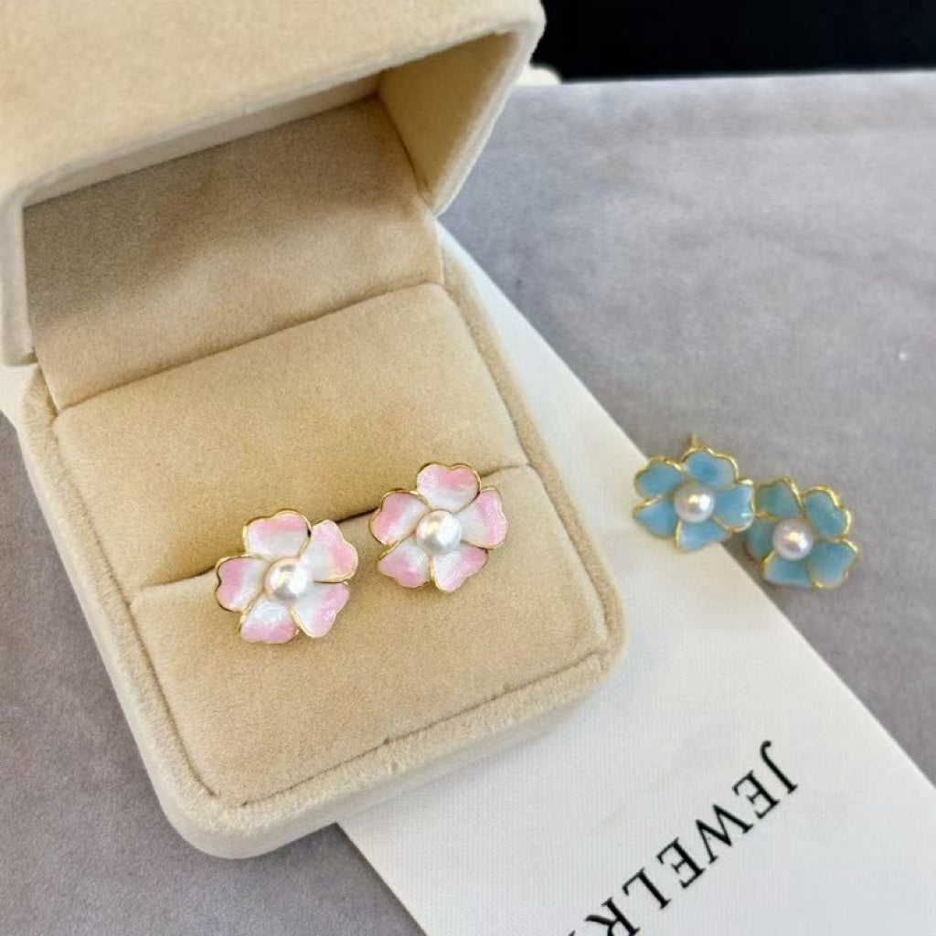 Enamel Flower Stud Earrings