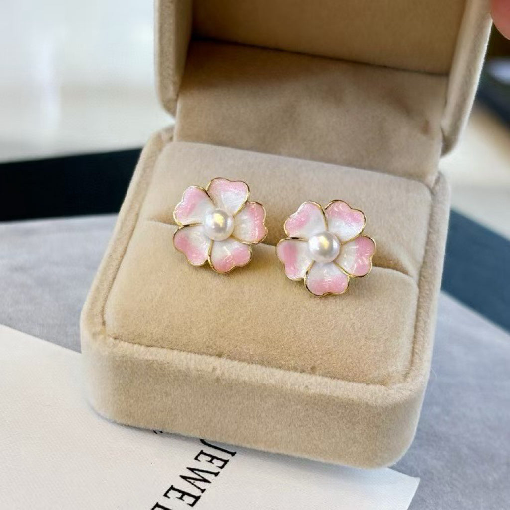 Enamel Flower Stud Earrings