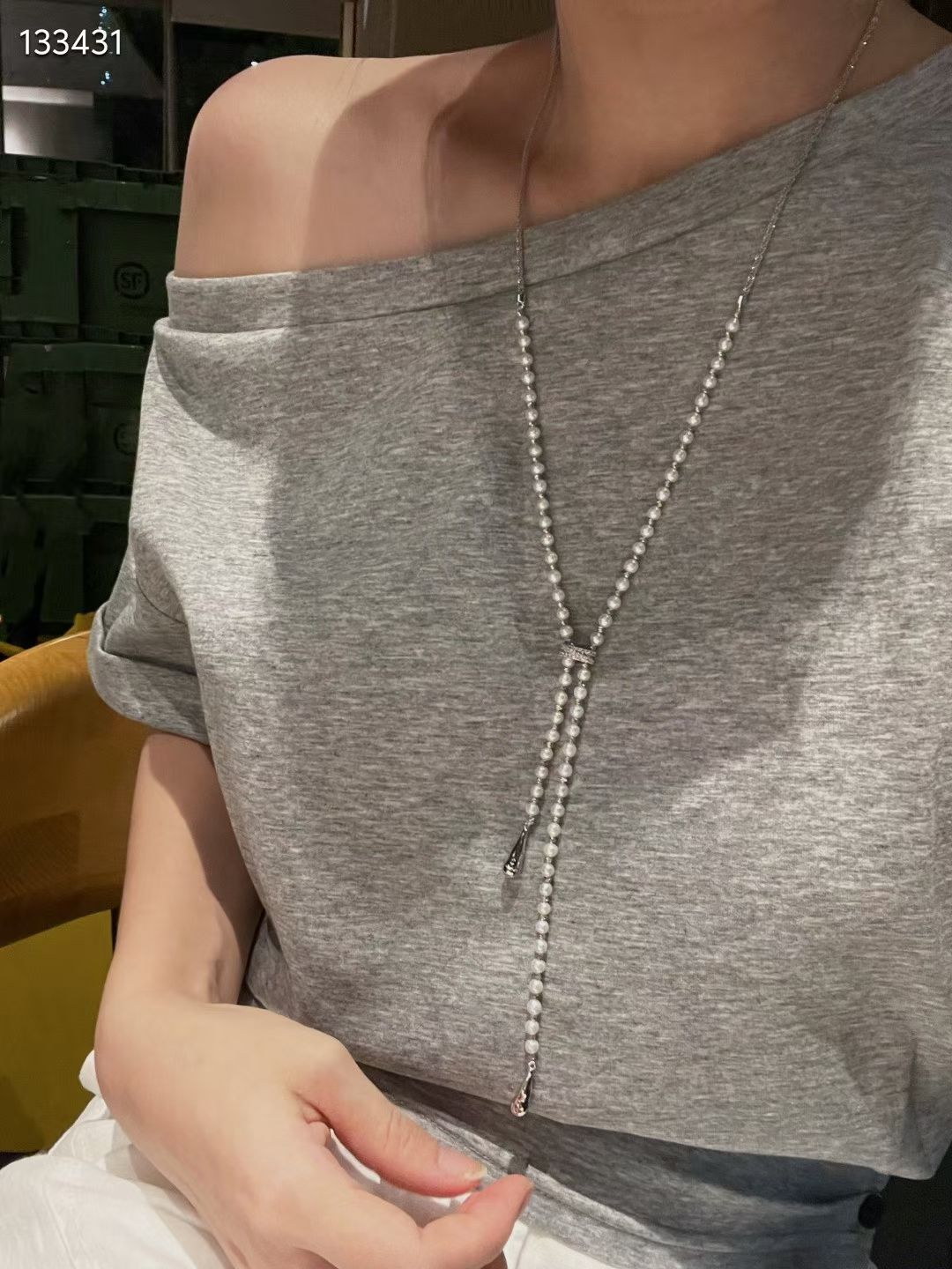 Shimmer Chain + Pearl Statement Necklace