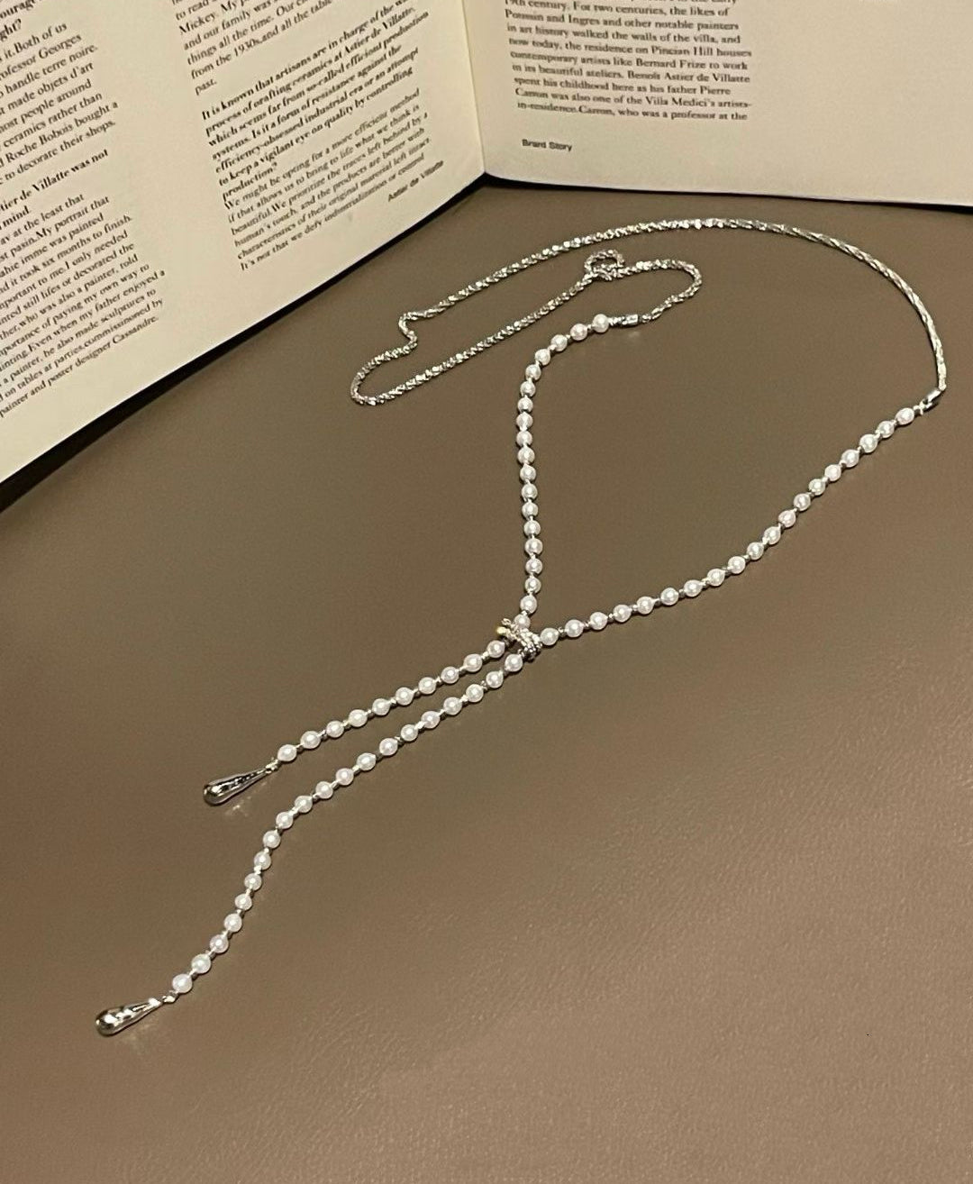 Shimmer Chain + Pearl Statement Necklace