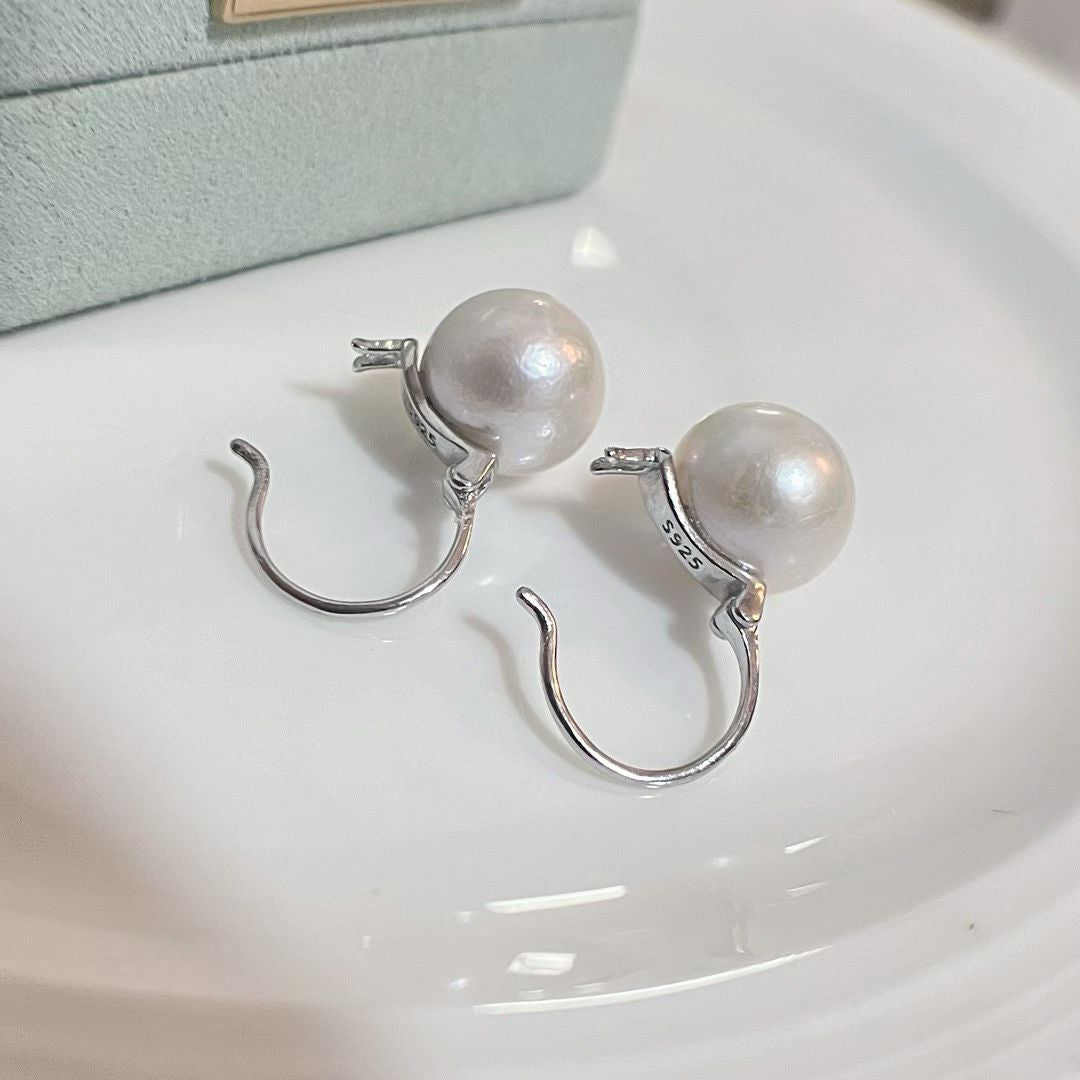 Large Pearl Earrings | Sterling Silver | 11–12mm Pearls