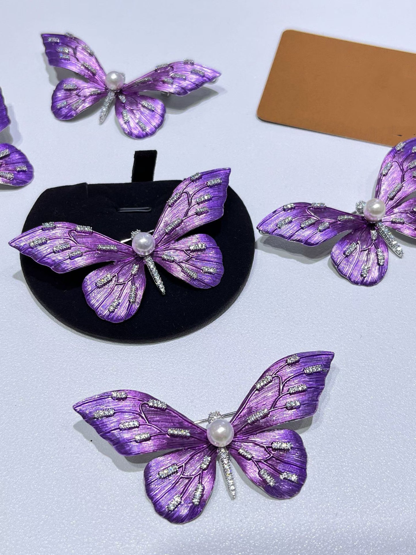 Purple Aura Butterfly Pearl Brooch