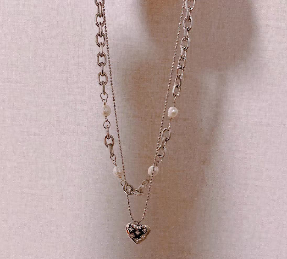 Set of 2 Vintage Style Pearl Necklaces | 7–8mm Natural Pearls | Stainless Steel