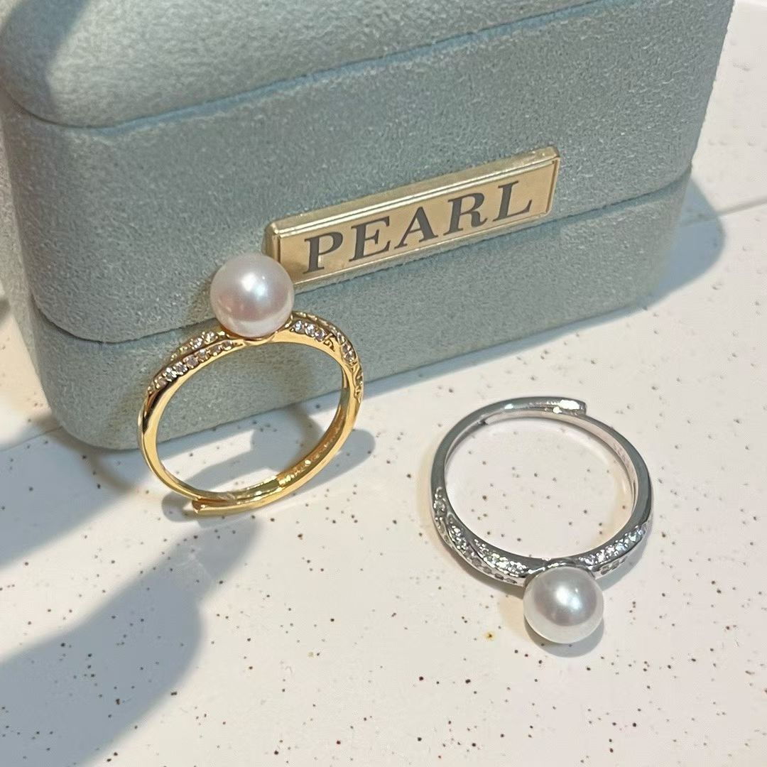 Sterling Silver Twisted Band Ring | 7–8mm Pearl | High Luster Natural