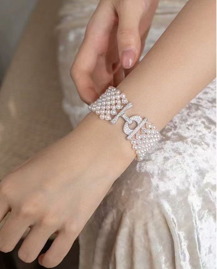 Handwoven Bracelet with Easy Buckle, Very Bridal, Upgraded Version