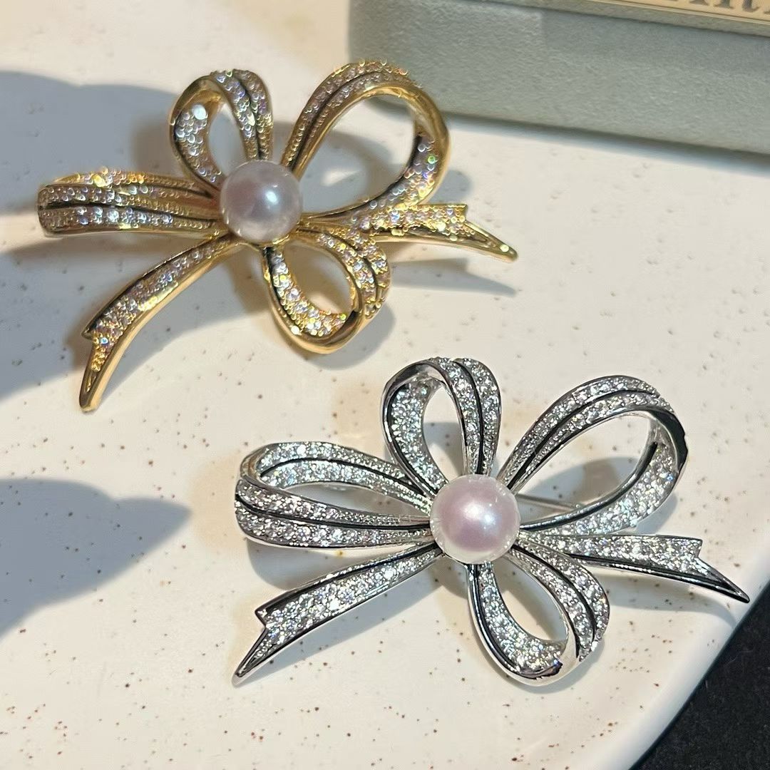 Bow Pearl Brooch Pin | 8–9mm Pearl