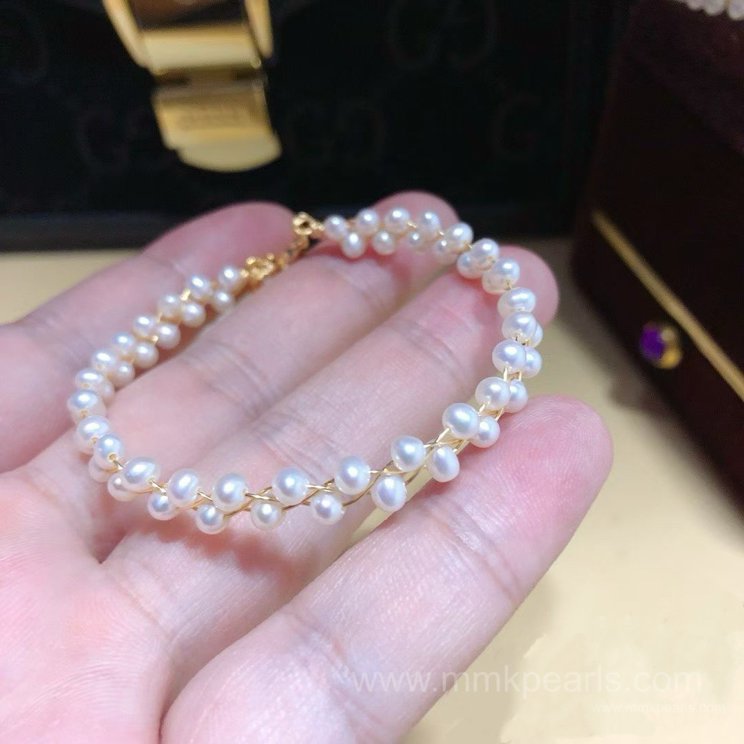 Handcrafted Bridal Pearl Jewelry Set – Custom Choker & Bracelet| Adjustable Free Size Fitting