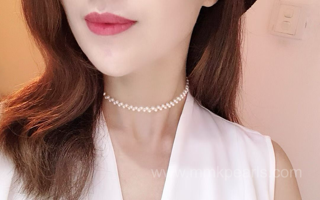 Handcrafted Bridal Pearl Jewelry Set – Custom Choker & Bracelet| Adjustable Free Size Fitting