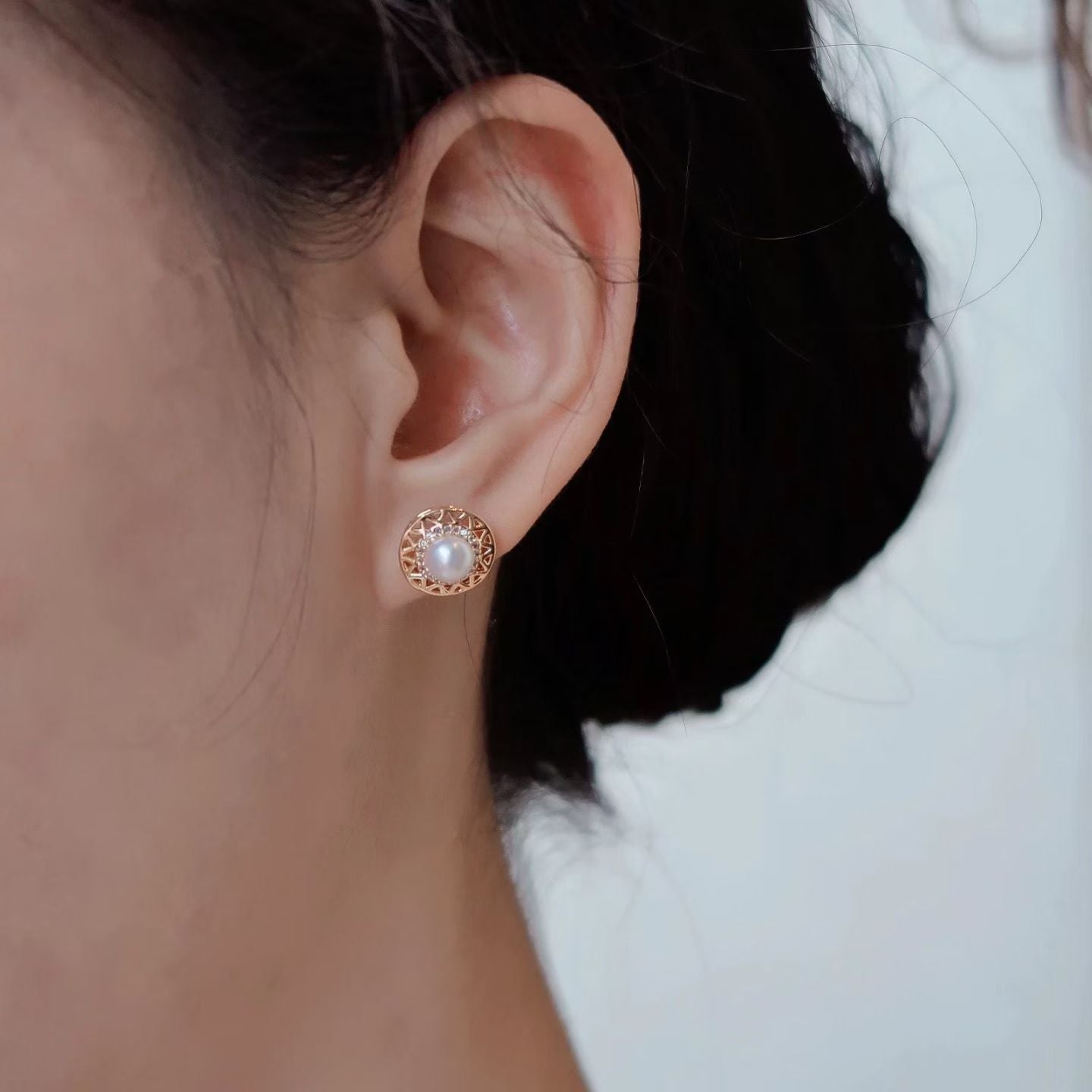 Sunflower Inspired Pearl Studs | 5-6mm Pearls