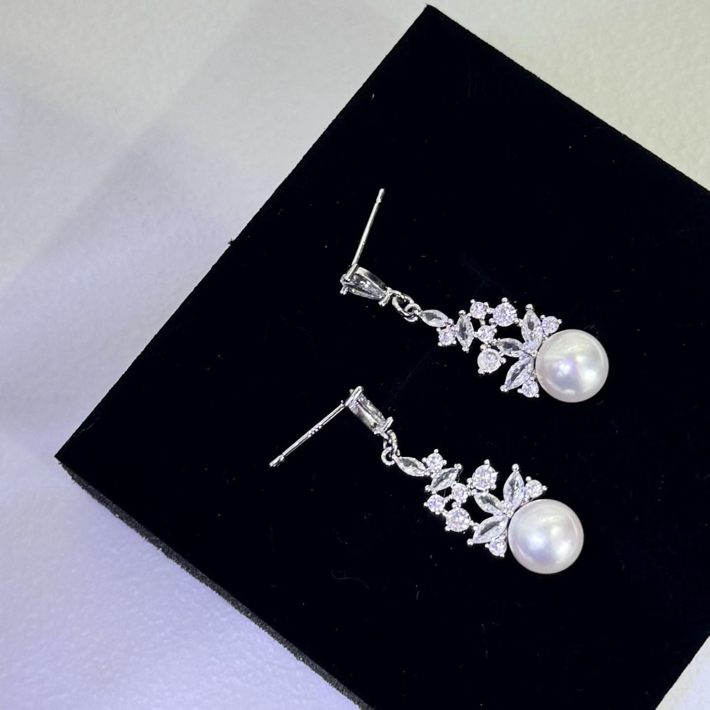Sparkling Pearl Silver Earrings for Women | 8.5–9mm Pearls | 925 Sterling Silver Stud Earrings
