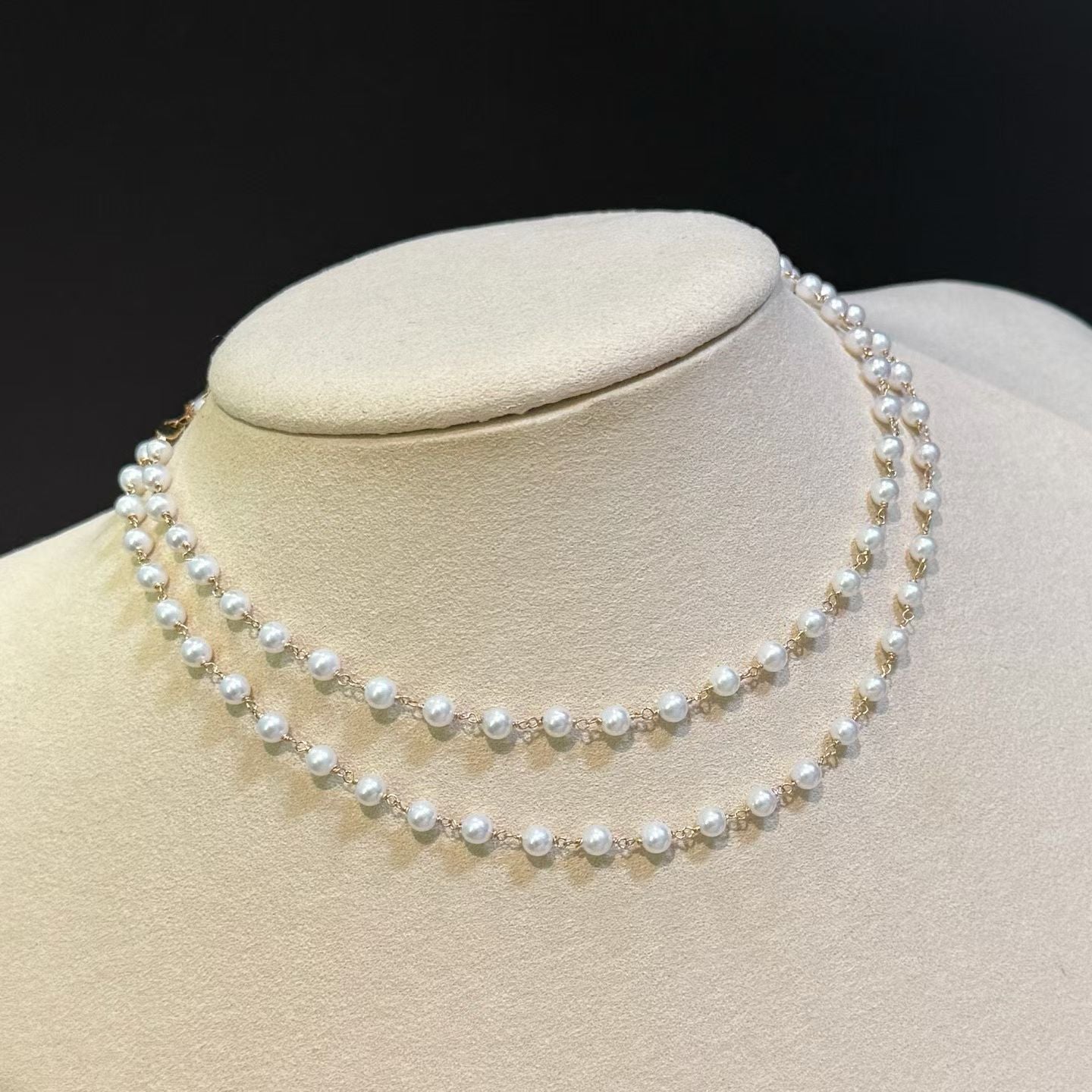 Long Starry Pearl Necklace Design B