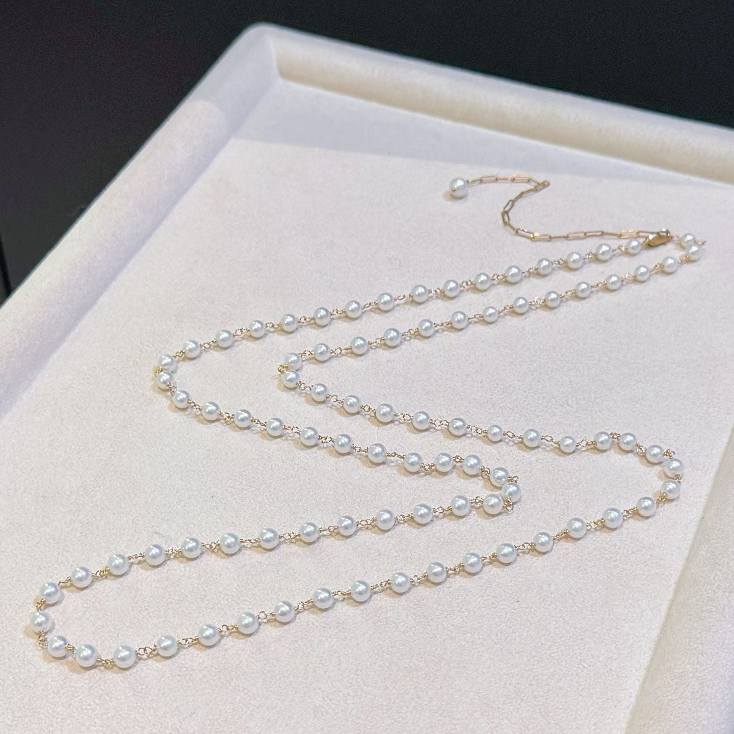 Long Starry Pearl Necklace Design B