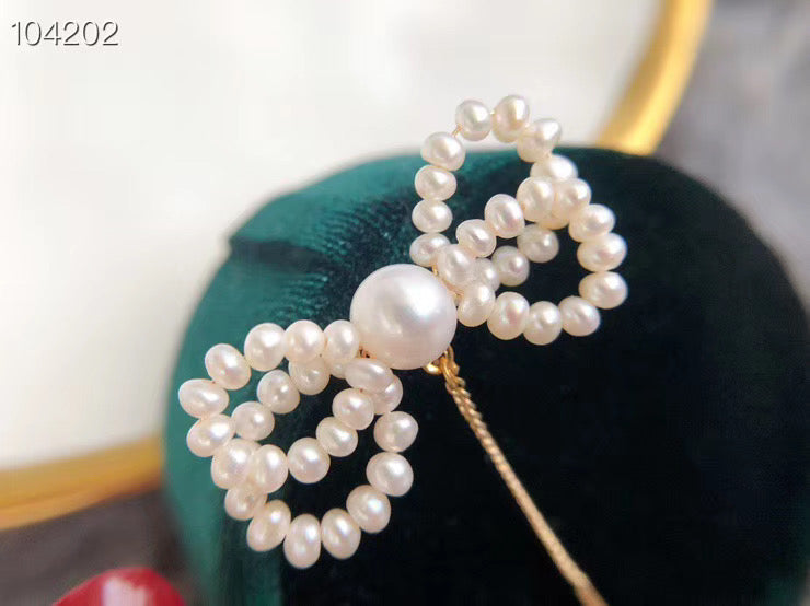 Handmade Bowtie Pearl Earrings