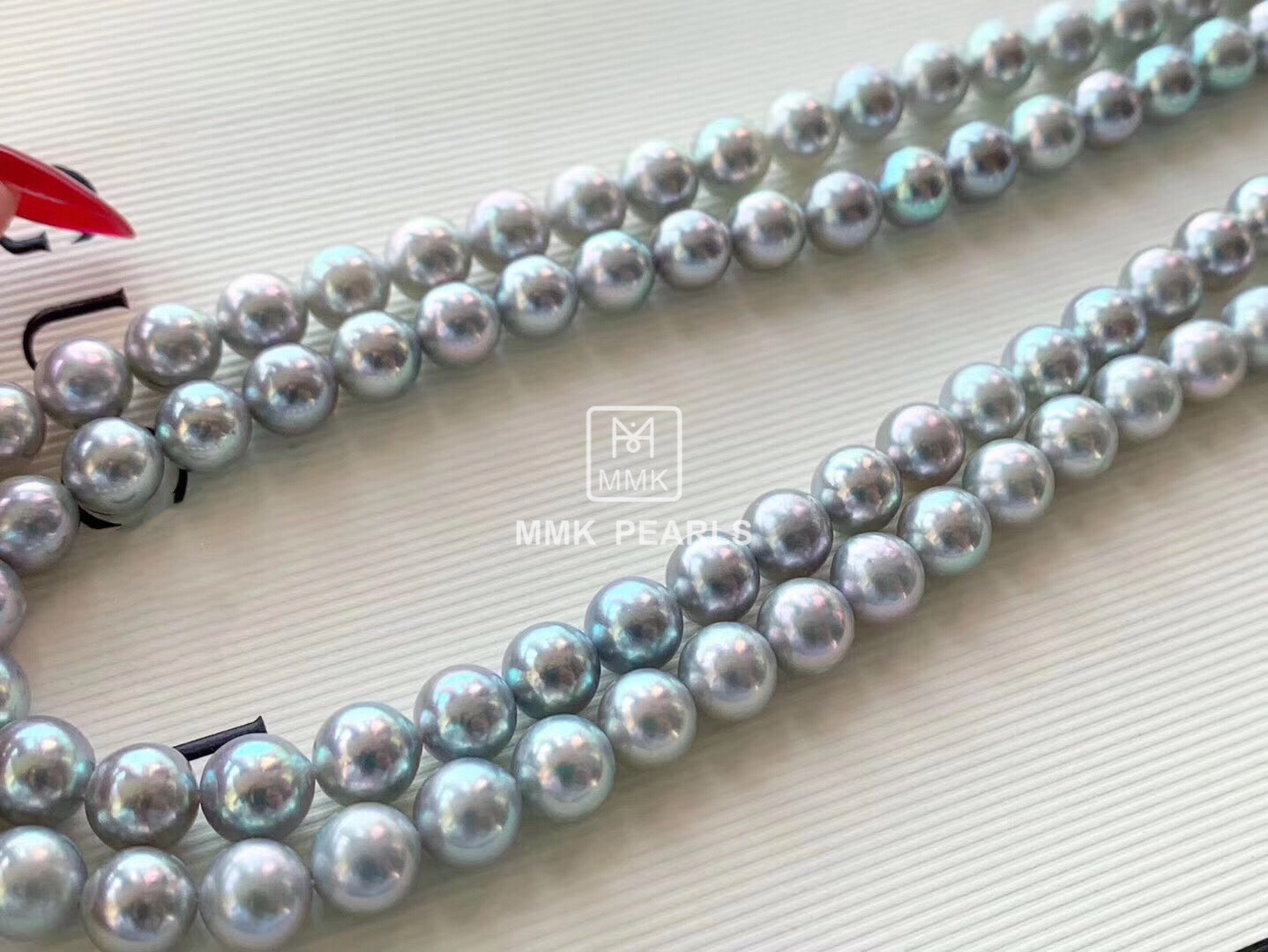 8.0-8.5mm Japanese Akoya Gray Pearl Single String Necklace