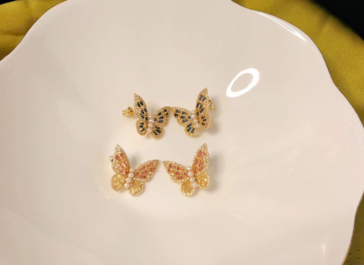 Zirconia Butterfly Studs Earrings