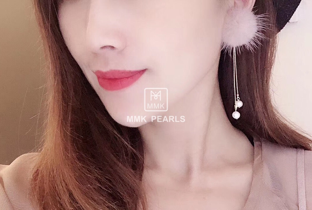Fur Ball Earrings, Pom Pom Earrings