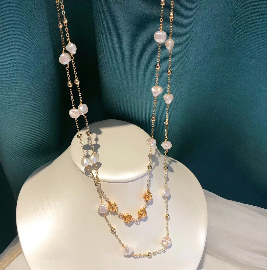 Wild Baroque Pearl Long Necklace