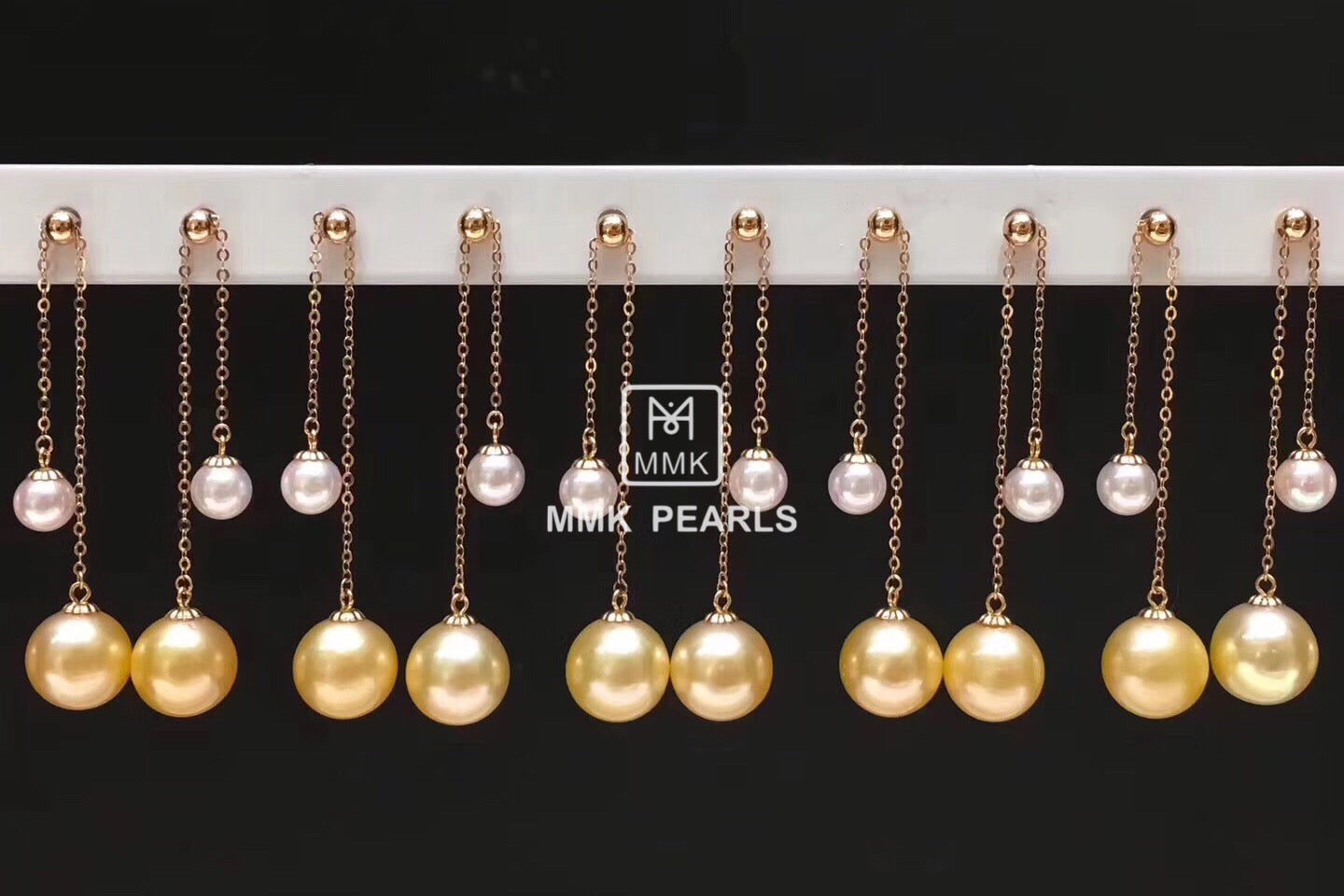 Southsea Golden Pearl and Japanese Akoya Pearl Drop Earrings