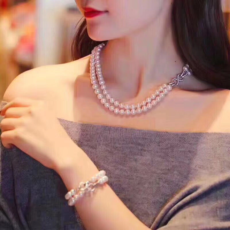 7–8mm Convertible Double-Strand Pearl Jewelry Set