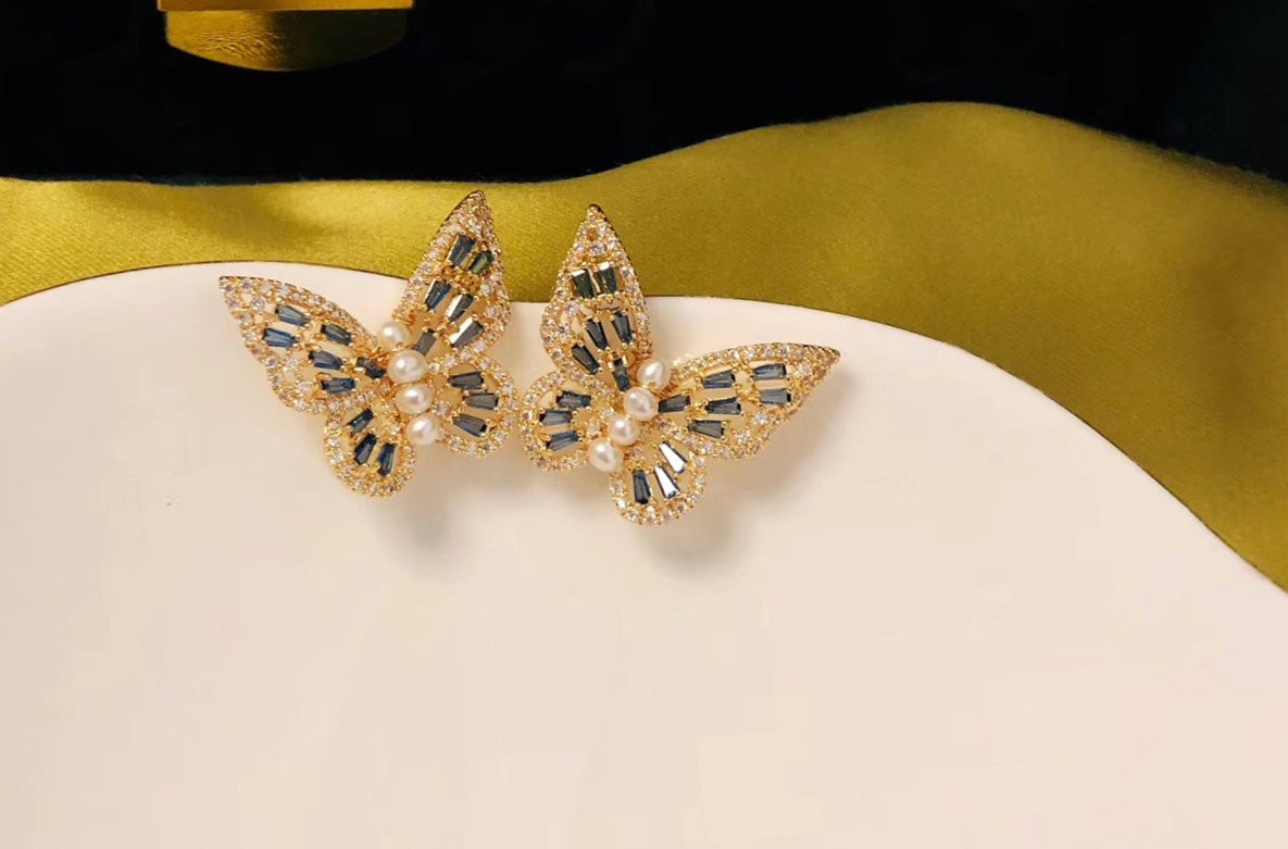 Zirconia Butterfly Studs Earrings
