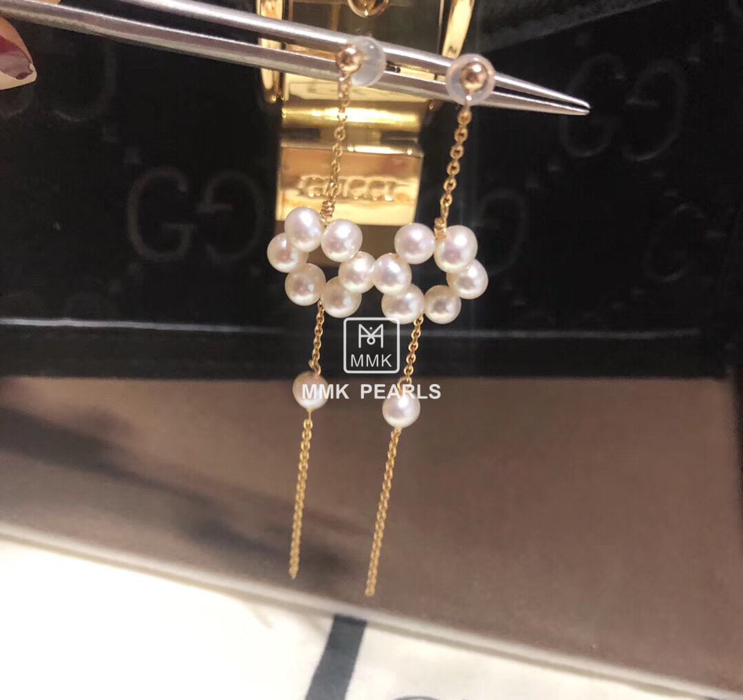 Plum Blossom White Pearl Earrings 14K Gold Filled