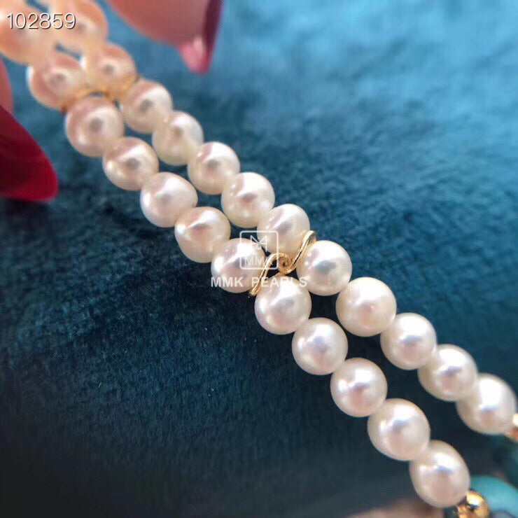 MMK Double Strand Pearl And Italian Turquoise Bracelet
