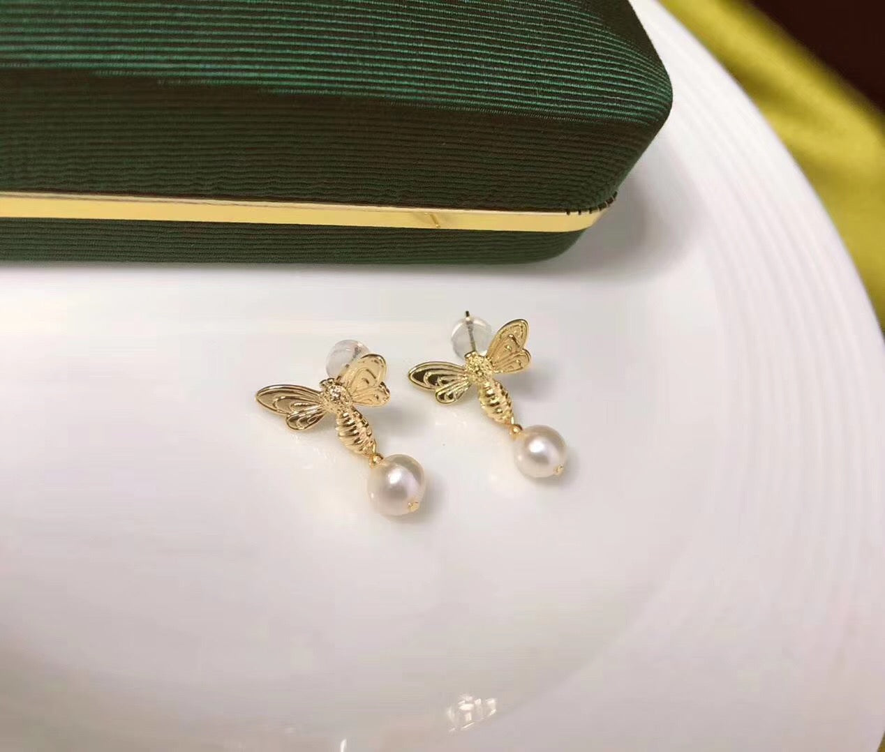 Honey Bee All Natural Pearl Earrings