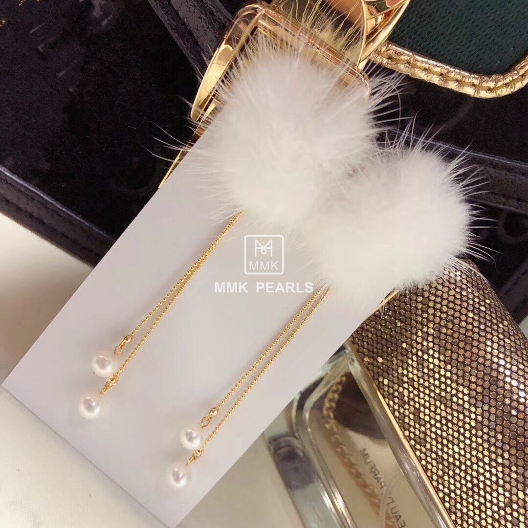 Fur Ball Earrings, Pom Pom Earrings