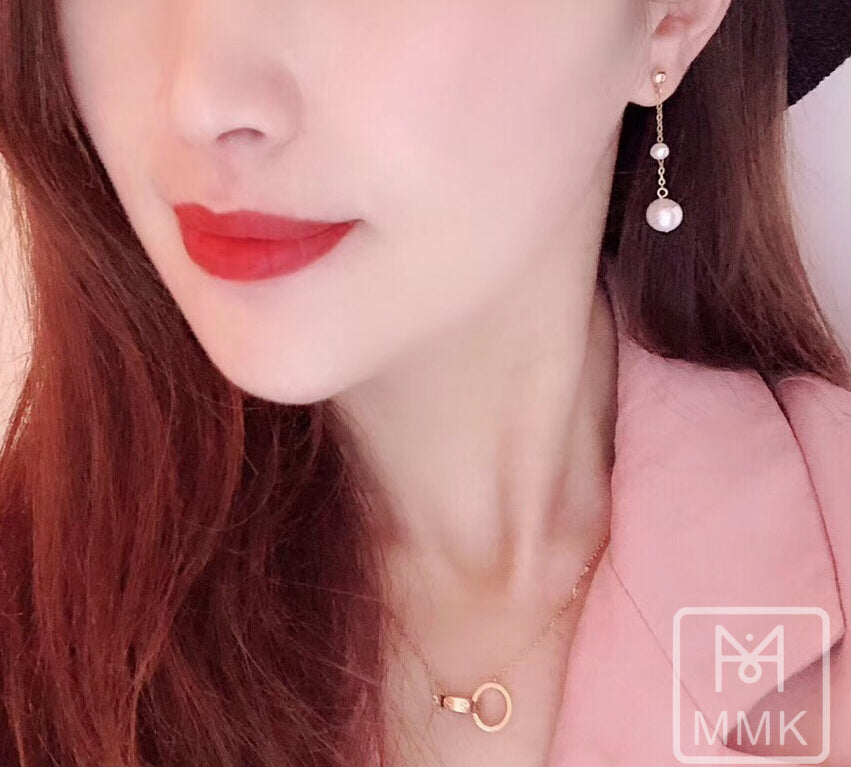 Double-Pearl Drop Earrings 14K Gold Filled