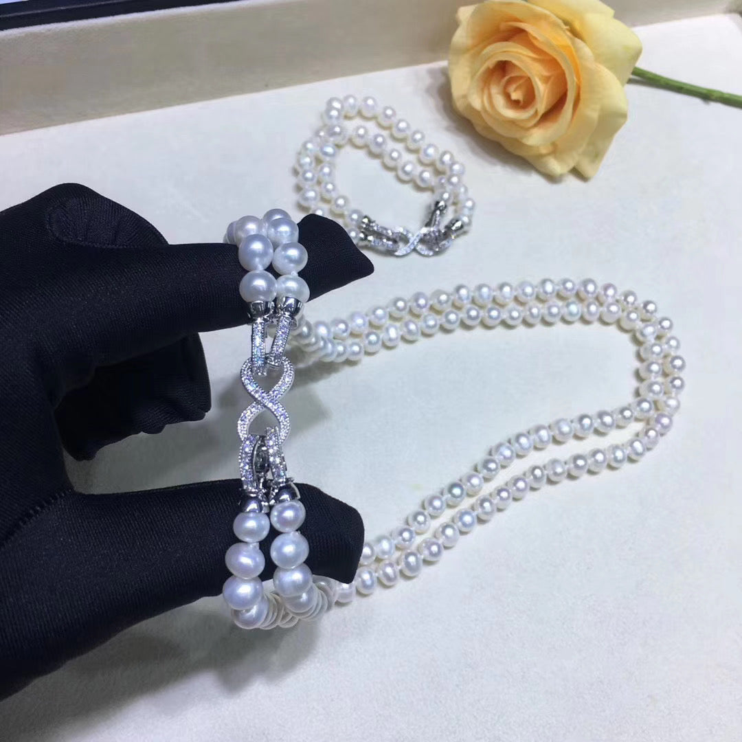 7–8mm Convertible Double-Strand Pearl Jewelry Set