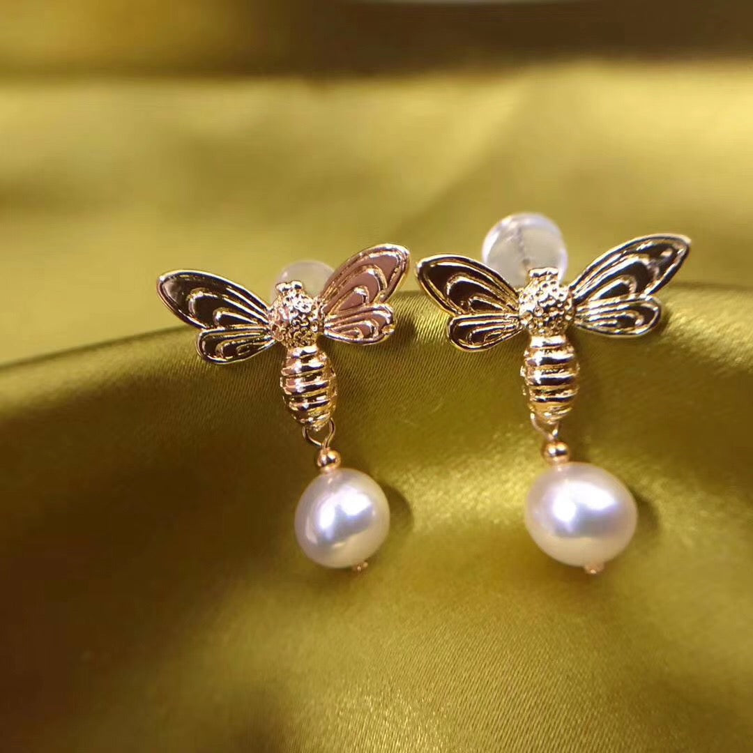 Honey Bee All Natural Pearl Earrings