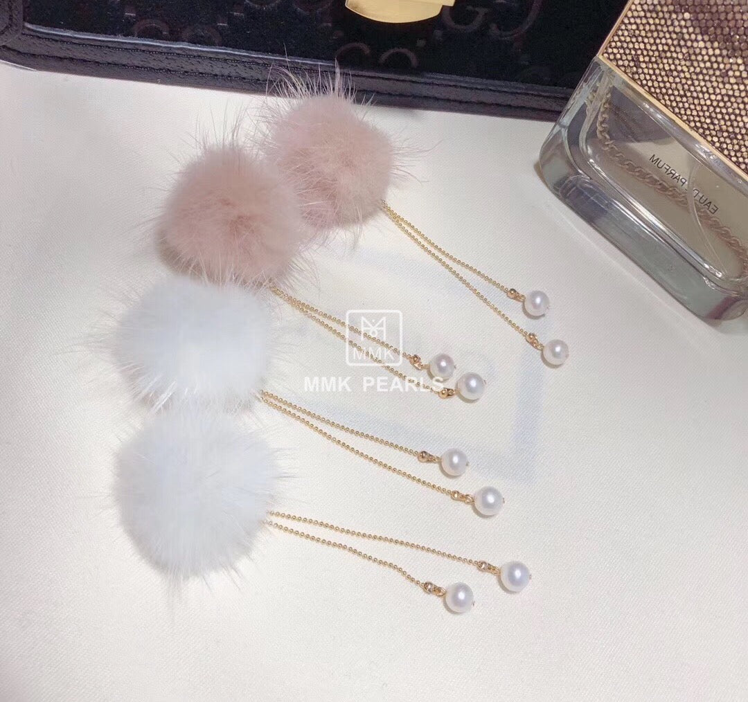 Fur Ball Earrings, Pom Pom Earrings