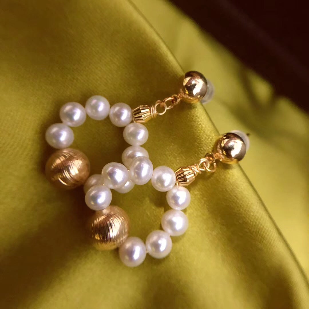 Front Hoop Pearl Post Earrings
