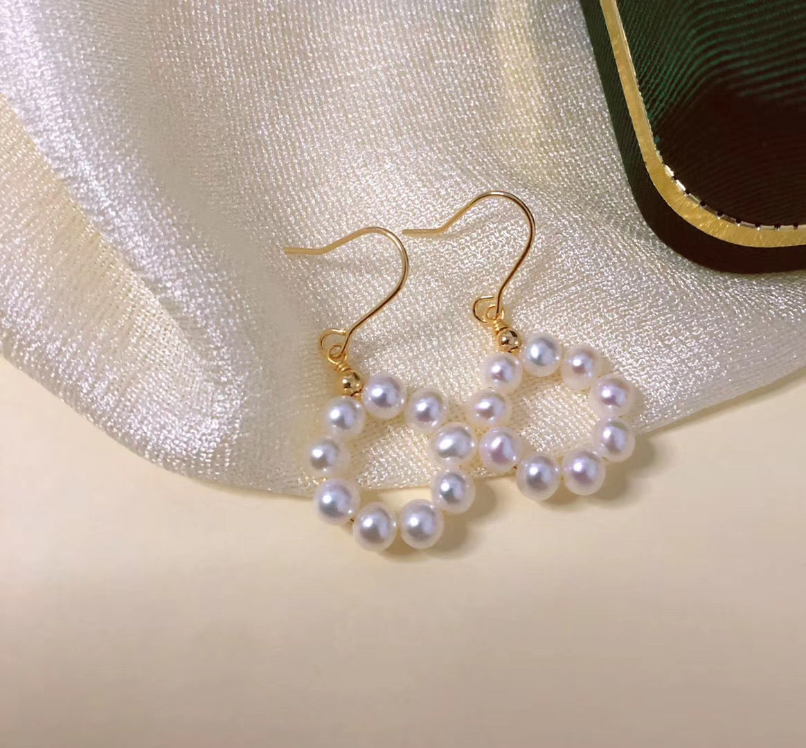 14K Gold Filled Donut Hoop Pearl Earrings