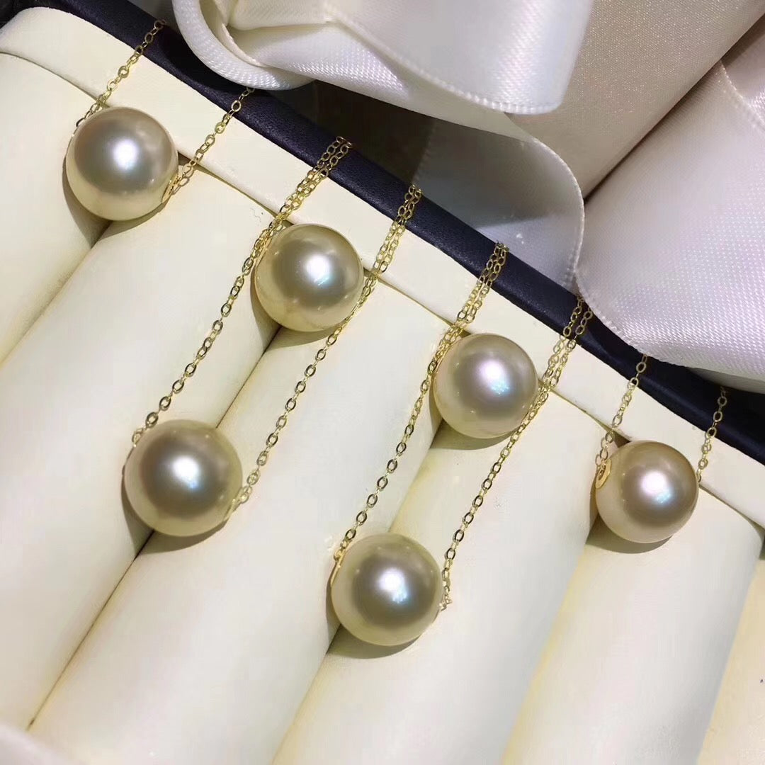18K Gold 11-12mm South Sea Golden Pearl Necklace