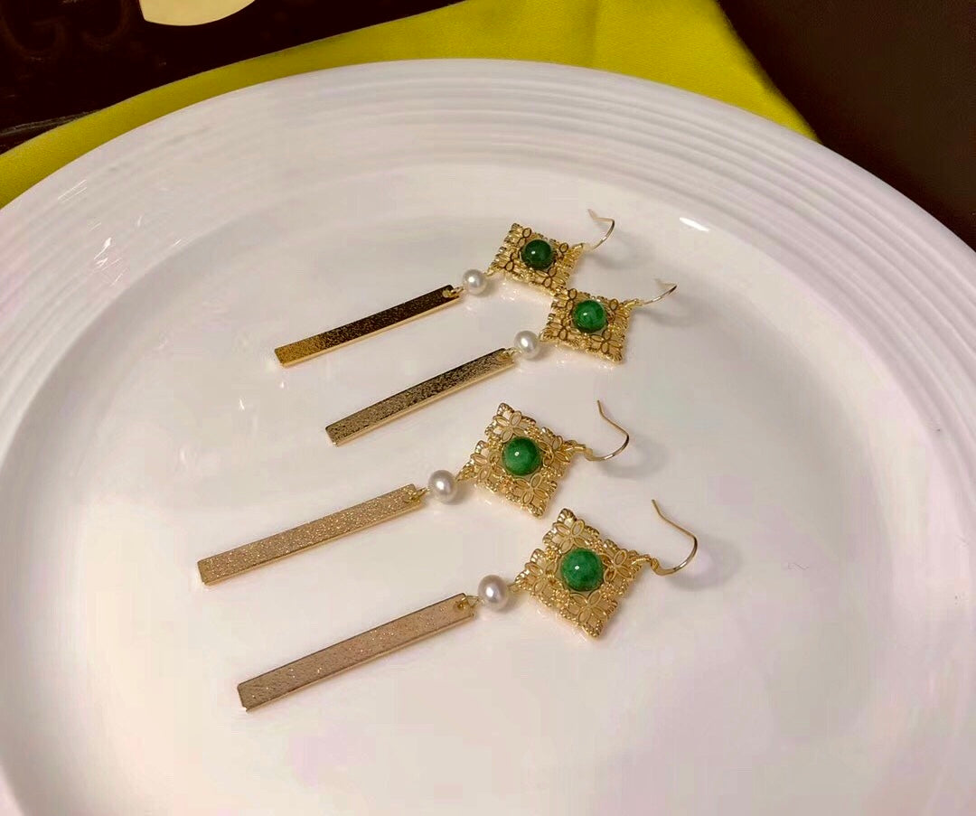 Chinese Knot Inspired Pearl Statement Earrings